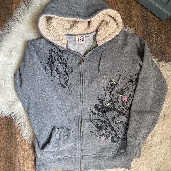 Roxy Gray Hoodie with Artistic Design - Picture 3 of 7
